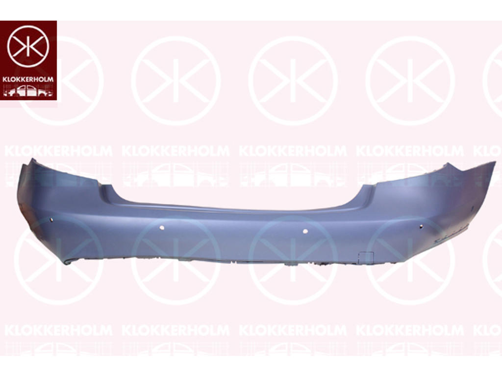 Bumper, w/primer, Rear, with hole(s) for park distance control, Vehicle Equipment: for vehicles with twin-pipe bumper, Trim Level: facelift, Number of bores: 6