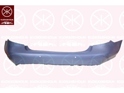 Bumper, w/primer, Rear, with hole(s) for park distance control, Vehicle Equipment: for vehicles with twin-pipe bumper, Trim Level: facelift, Number of bores: 6