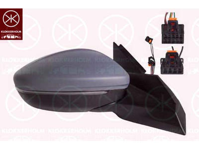 Exterior Mirror, Right, for electric mirror adjustment, with thermo sensor, Number of pins: 6, Number of pins: 2, with indicator (LED), w/primer, Heatable, Convex