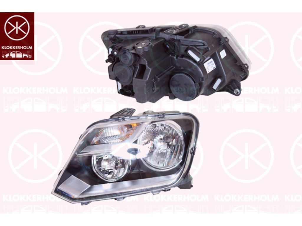 Headlight, Left, Illuminance [lx]: 17.5, H7, H15, Housing Colour: black, with motor for headlamp levelling, Valeo