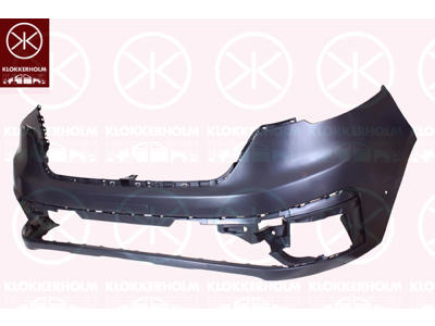 Bumper, Front, Smooth, with hole(s) for park distance control, Colour: matt black