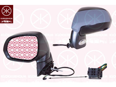 Exterior Mirror, Left, for electric mirror adjustment, Number of pins: 6, with indicator, Heatable, Convex, w/primer