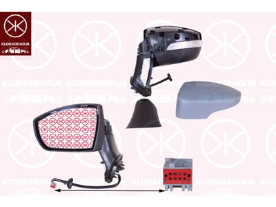 Exterior Mirror, Left, for electric mirror adjustment, with indicator, Number of pins: 7, w/primer, Heatable, Aspherical