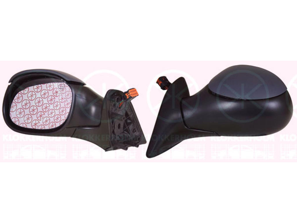 Exterior Mirror, w/primer, Electronically foldable, for electric mirror adjustment, Convex, Heatable, Left, Number of pins: 7