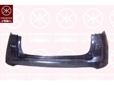Bumper, Rear, with hole(s) for park distance control, Vehicle Production Country: Czech Republic, Number of bores: 4, Smooth, black