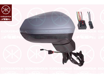 Exterior Mirror, Right, for electric mirror adjustment, Number of pins: 8, with indicator, Heatable, w/primer, Convex