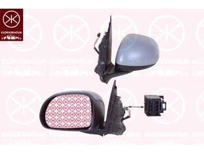 Exterior Mirror, Left, for electric mirror adjustment, Number of pins: 5, Heatable, w/primer, Aspherical
