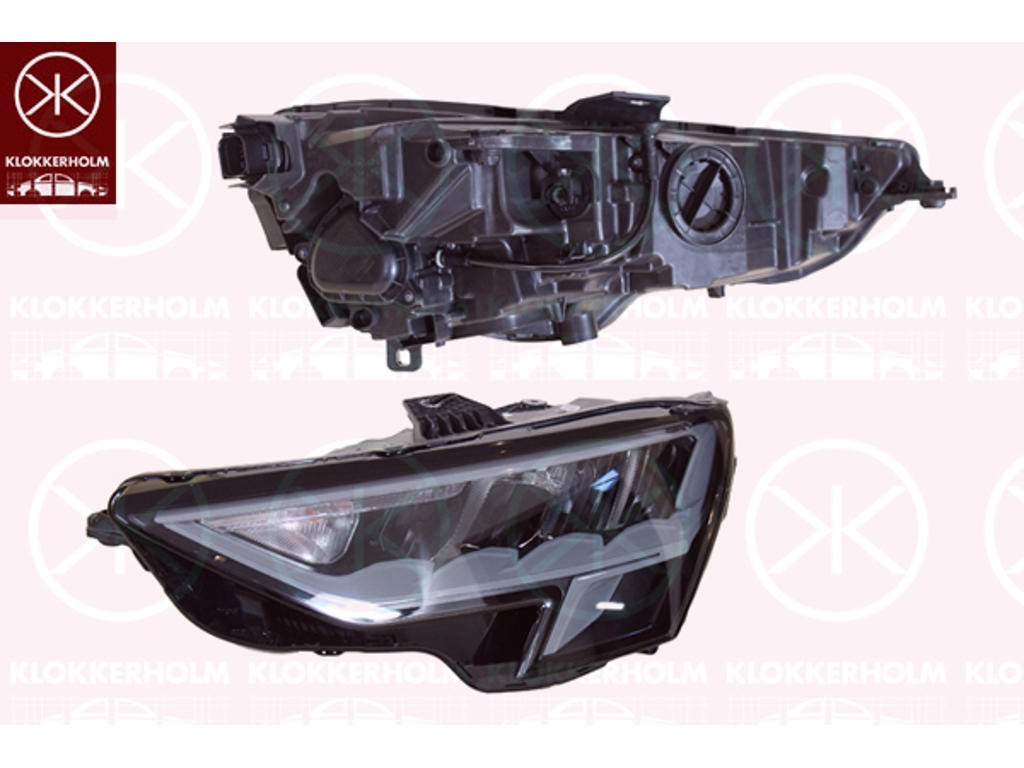 Forlygte, Standard, LED, højre, med kørelys (LED), med indstillingsmotor for LWR, Valeo