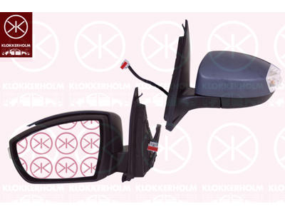 Exterior Mirror, Left, Number of pins: 7, for electric mirror adjustment, for vehicles with coming home function, w/primer, Heatable, Aspherical