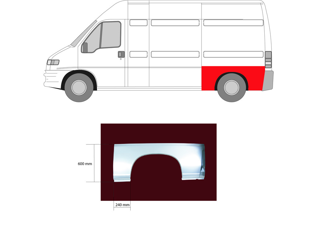 Quarter Panel, Wheel Arch Border, Left, Lower Section, Wheelbase [mm]: 3700, Wheelbase [mm]: 3200