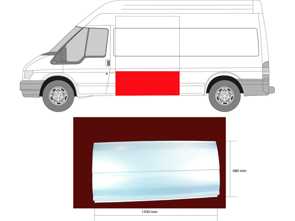 Quarter Panel, for vehicles without sliding door, Left, Lateral Panel, Repair Panel, Length [cm]: 143, Height [cm]: 68