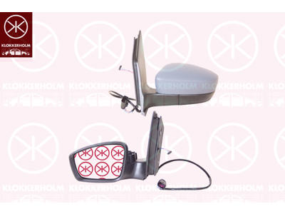 Exterior Mirror, Left, for electric mirror adjustment, Number of pins: 9, Heatable, Aspherical, w/primer