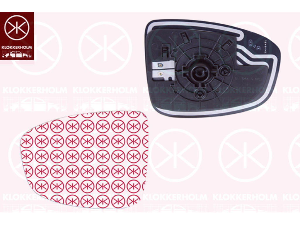 Mirror Glass, exterior mirror, Right, Number of pins: 2, Heatable, Convex