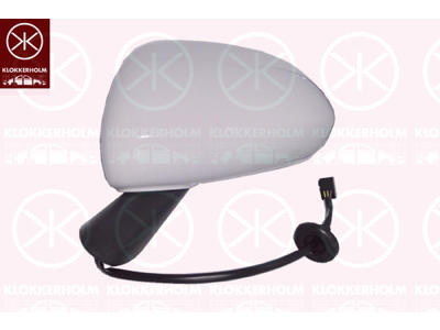 Exterior Mirror, w/primer, for electric mirror adjustment, Aspherical, Heatable, Left, Number of pins: 5, not for trim level: OPC