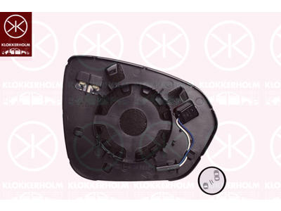 Spiegelglas, buitenspiegel, Links, Dode hoek spiegel verwarmd, Bol-vormig