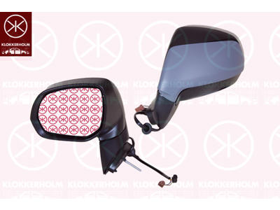 Exterior Mirror, Left, for electric mirror adjustment, Number of pins: 5, Heatable, Partial primed, Convex