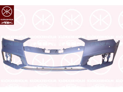 Bumper, S-LINE, Front, with hole(s) for washer nozzle, with hole(s) for park assist (parallel parking), Number of bores: 4, w/primer