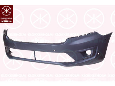 Bumper, for vehicles with blind spot assistant, Front, black, with hole(s) for fog lights, with hole(s) for park distance control
