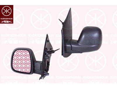 Exterior Mirror, Left, Control: cable pull, Left-/right-hand drive vehicles: for left-hand/right-hand drive vehicles, black, Convex