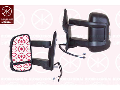 Exterior Mirror, Left, for electric mirror adjustment, Long mirror arm, Length [cm]: 21, Number of pins: 8, Number of pins: 2, Heatable, with thermo sensor, with indicator, W16W, Convex