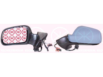 Exterior Mirror, w/primer, Electronically foldable, for electric mirror adjustment, Convex, Heatable, blue, Left