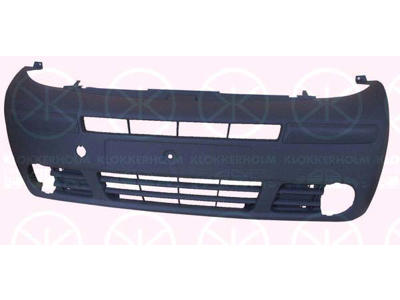 Bumper, Front, grey, with hole(s) for fog lights