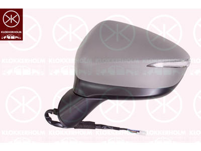 Exterior Mirror, Left, for electric mirror adjustment, Number of pins: 5, with indicator, Aspherical, w/primer