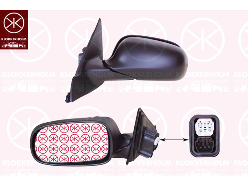 Exterior Mirror, Left, Electronically foldable, Number of pins: 5, Number of pins: 2, Heatable, w/primer, Aspherical