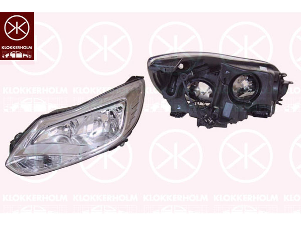 Headlight, H7/H1, with motor for headlamp levelling, Right, Illuminance [lx]: 25, Optical Impression: chrome, Visteon