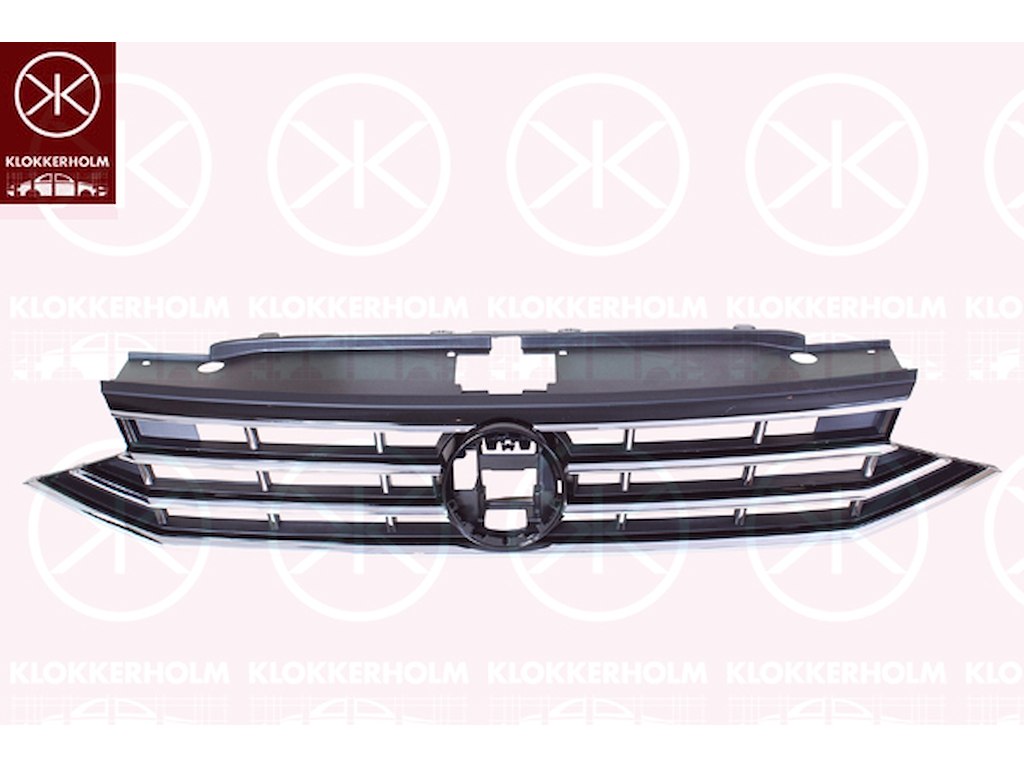 Ventilationsgaller, stötfångare, Fram, krom/svart, med dekorlist, krom