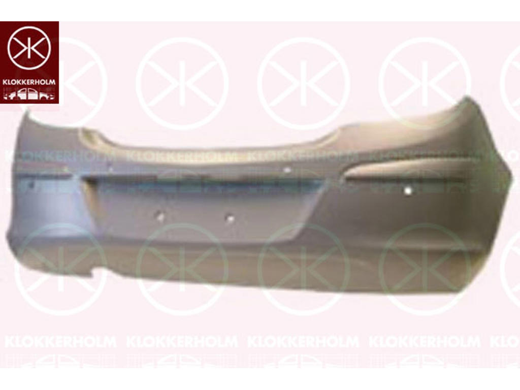 Bumper, w/primer, 5-drs, Rear, with hole(s) for park distance control, not for vehicle equipment line/variant: Sport, GSI, XSI, SRI