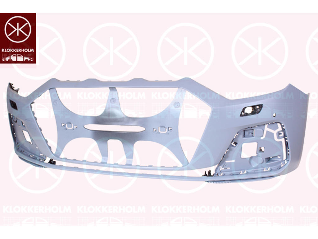 Bumper, w/primer, Front, with hole(s) for park distance control, with hole(s) for washer nozzle