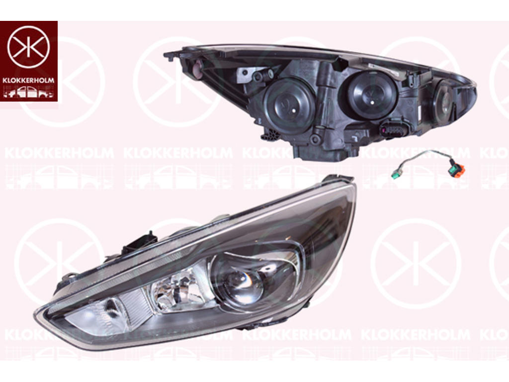 Основная фара, справа, Би-Ксенон (Двойной ксенон (Bi-Xenon)), D3S (газоразрядная лампа), H1, Цвет корпуса: чaрный, с дневным светом фар (LED), с мотором регулировки дальности света, без регулятора для ксенона, Varroc