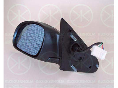 Exterior Mirror, Right, for electric mirror adjustment, w/primer, with thermo sensor, Heatable, Number of pins: 7, Blue-tinted, Convex