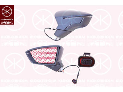 Exterior Mirror, Left, for electric mirror adjustment, with indicator, Heatable, Convex, w/primer
