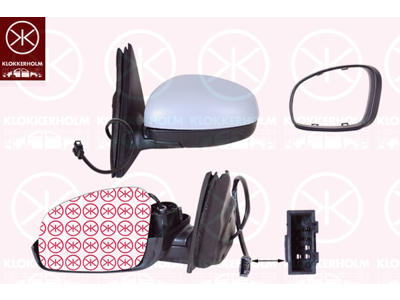 Exterior Mirror, Left, for electric mirror adjustment, Heatable, w/primer, Aspherical
