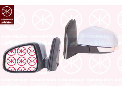 Exterior Mirror, Left, Heatable blind spot mirror, Number of pins: 10, Electronically foldable, with reading light, with indicator, Heatable, Aspherical, w/primer