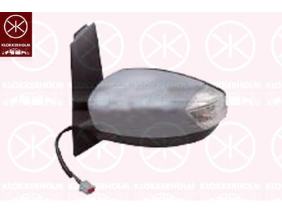 Exterior Mirror, Left, for electric mirror adjustment, Number of pins: 6, with indicator, Heatable, Aspherical, w/primer
