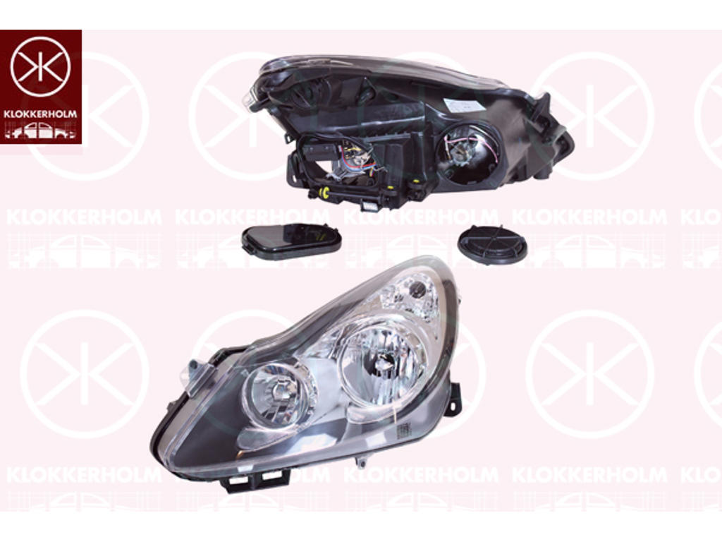 Headlight, Illuminance [lx]: 17.5, Left, H7/H1, Housing Colour: black, with motor for headlamp levelling
