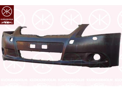 Bumper, Front, with hole(s) for washer nozzle, black, Smooth