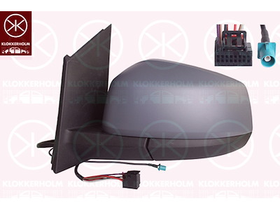 Exterior Mirror, Left, for electric mirror adjustment, Electronically foldable, Number of pins: 7, with aerial, Vehicle Equipment Line/Variant: AM / FM1, Heatable, Convex, w/primer