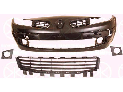 Bumper, Front, Full Body Section, w/primer, with hole(s) for fog lights, black