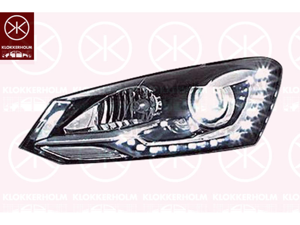 Forlygte, højre, Lysstyrke [lx]: 20, Bi-Xenon, med kørelys (LED), Udstyrsvariant: Blue Motion, Blue GT, med indstillingsmotor for LWR, uden styreenhed til Xenon, D3S (gasudladningspærer), Valeo