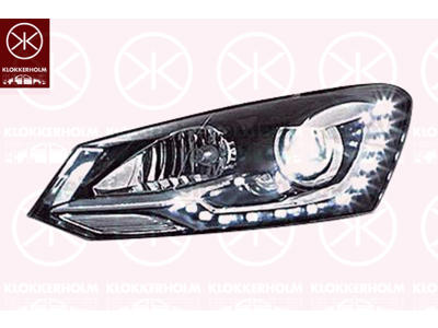 Forlygte, højre, Lysstyrke [lx]: 20, Bi-Xenon, med kørelys (LED), Udstyrsvariant: Blue Motion, Blue GT, med indstillingsmotor for LWR, uden styreenhed til Xenon, D3S (gasudladningspærer), Valeo