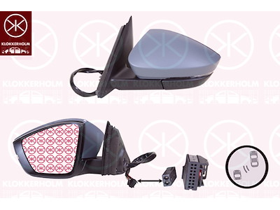 Buitenspiegel, Links, voor voertuigen met spoorassistent, Met geheugen, Electrisch opklapbaar, Met knipperlamp, Aantal contacten: 15, Aantal contacten: 2, Te verwarmen, primer