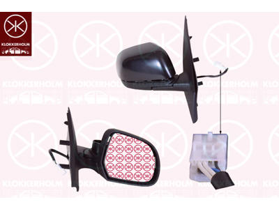Exterior Mirror, Right, for electric mirror adjustment, with thermo sensor, Number of pins: 7, Heatable, Convex, w/primer