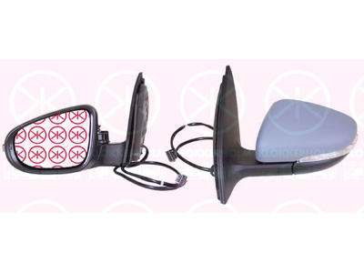 Exterior Mirror, w/primer, with indicator, for electric mirror adjustment, Aspherical, Heatable, Left, Number of pins: 6