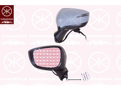 Exterior Mirror, Heatable, Left, for electric mirror adjustment, Number of pins: 6, with indicator, Aspherical, w/primer