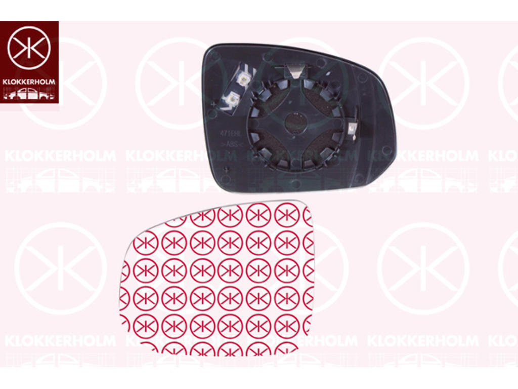 Mirror Glass, exterior mirror, Right, Number of pins: 2, Heatable, Convex