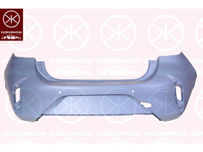 Bumper, w/primer, with hole(s) for park assist (parallel parking), for vehicles with rear view camera system, Rear, Trim Level: GS LINE, Number of bores: 6
